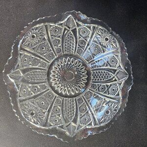 Antique Clear Indiana Glass #123 Panel Daisy Find Cut EAPG Circa 1905 9" Bowl